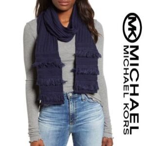 Michael Kors Navy Fringe Muffler Scarf
